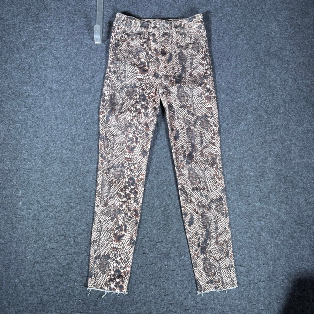 We The Free Free People Snakeskin Print High Rise Skinny Jeans Brown Tan Size 27